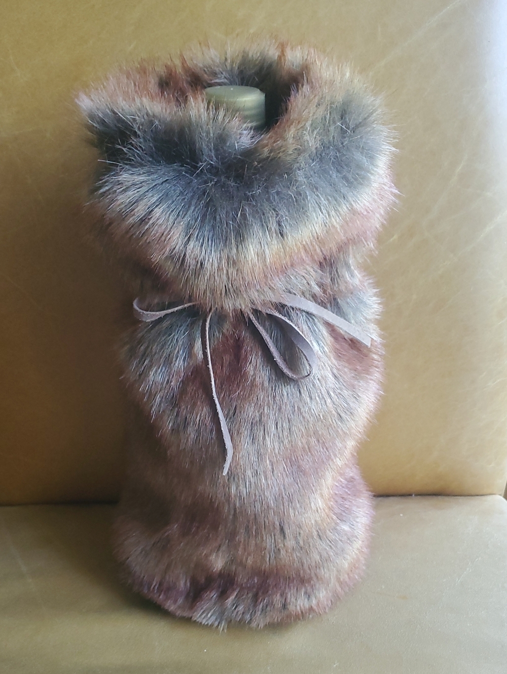 Restoration Hardware faux Fur Wine Bottle Bag